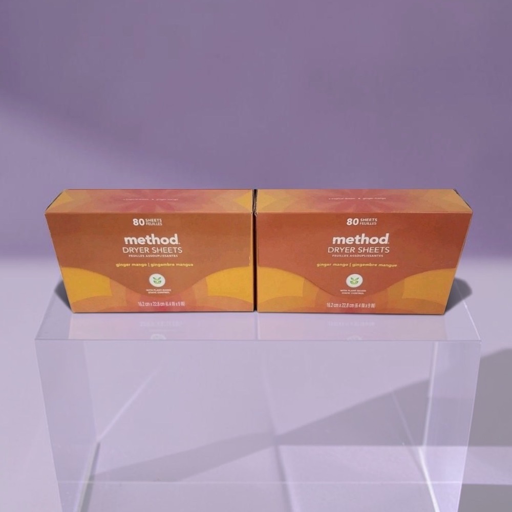 Method Dryer Sheets Ginger Mango - 80 Sheets - Sealed - Set of 2 - Paper